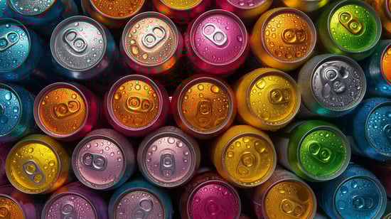 An AI generated image of colourful aluminium RTD cans