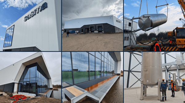 Four photos of progress on Sasma's Halsteren Warehouse